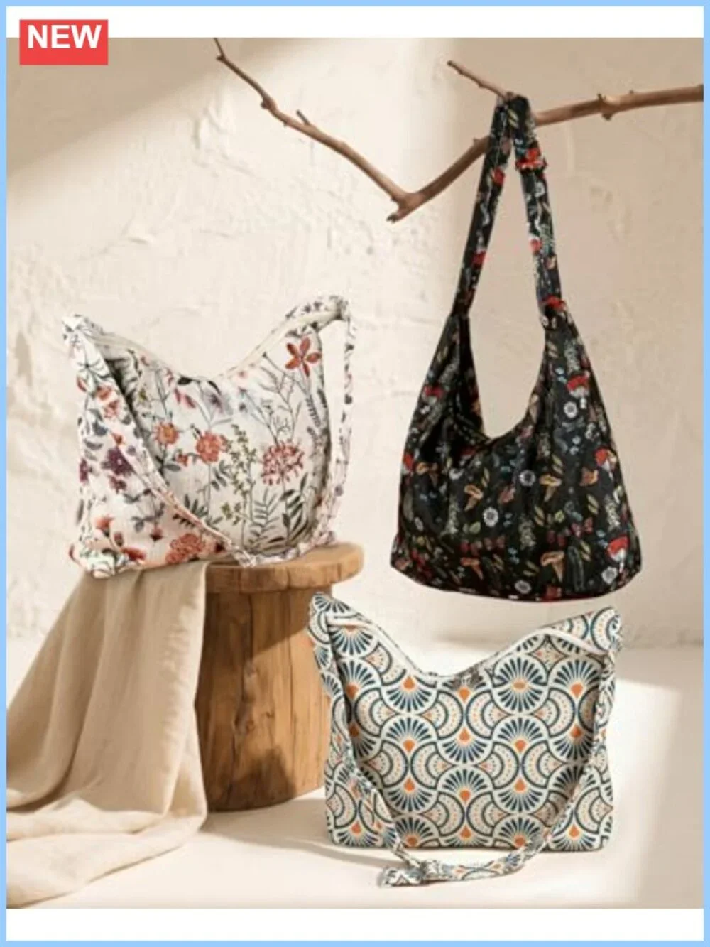 Corduroy Hobo Bag Large Zipper Tote Shoulder Handbag Adjustable Strap